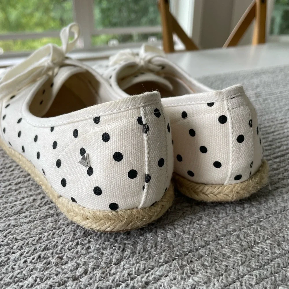 Aldo Ivory Black Polka Dot Tie Espadrilles Size 10